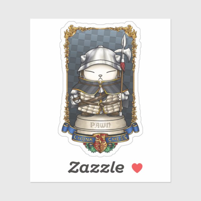 Pegatina Pieza de la peona del ajedrez del gato real (Hoja)