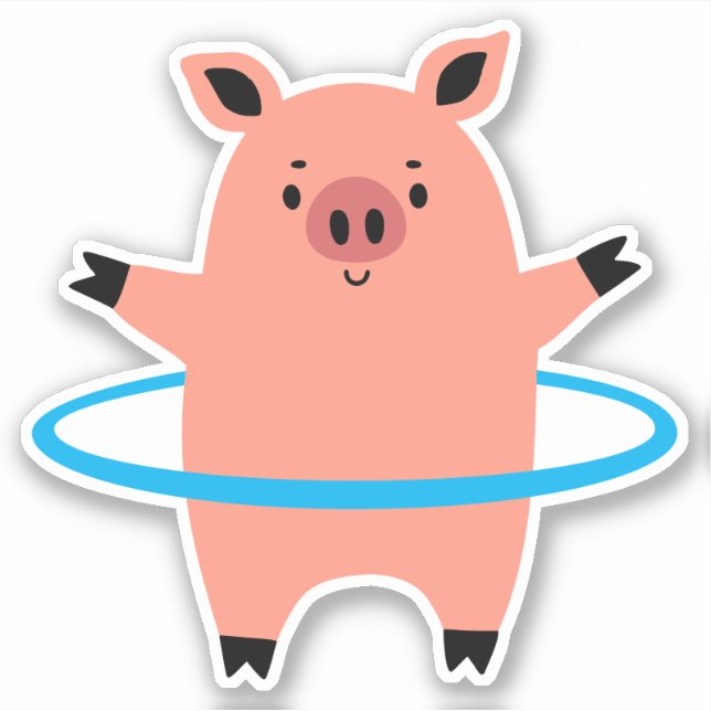 Pegatina Pig Hula Hoop (Anverso)