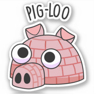 Pegatina Pig-loo Funny Igloo Pun
