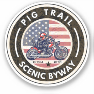 Pegatina Pig Trail Scenic Byway recorrido en motocicleta po
