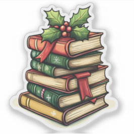 Pegatina Pila de libros de Navidades para lectores