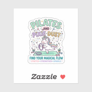 Pegatina Pilates de Unicornio y Tipografía Negrita Polvo de
