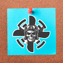 Pegatina Piloto de cráneo y hélice de avión, Minimalista, n