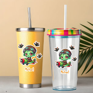 Pegatina Piloto Zombie volar avión y Bat Funny Halloween