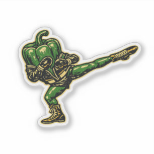 Pegatina Pimiento Savate — Luchador Francés Retro Vintage 