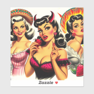 Pegatina Pin-up Retro Devilish