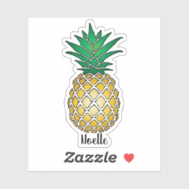 Pegatina Piña amarilla, tu nombre