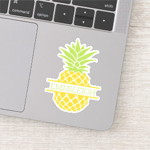 Pegatina Piña Amarilla Verde Personalizada