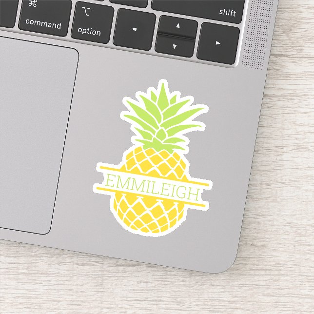 Pegatina Piña Amarilla Verde Personalizada (Detalle)