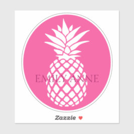 Pegatina Piña Blanca Elegante en Personalizado Rosa