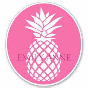 Pegatina Piña Blanca Elegante en Personalizado Rosa