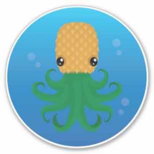 Pegatina Piña Cuta (pulpo de piña) en el agua