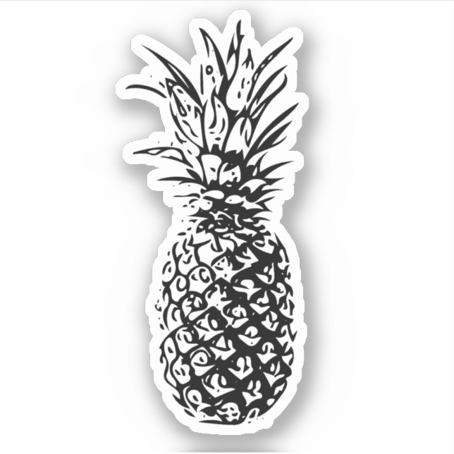 Pegatina piña en blanco y negro, clara o blanca (Anverso)