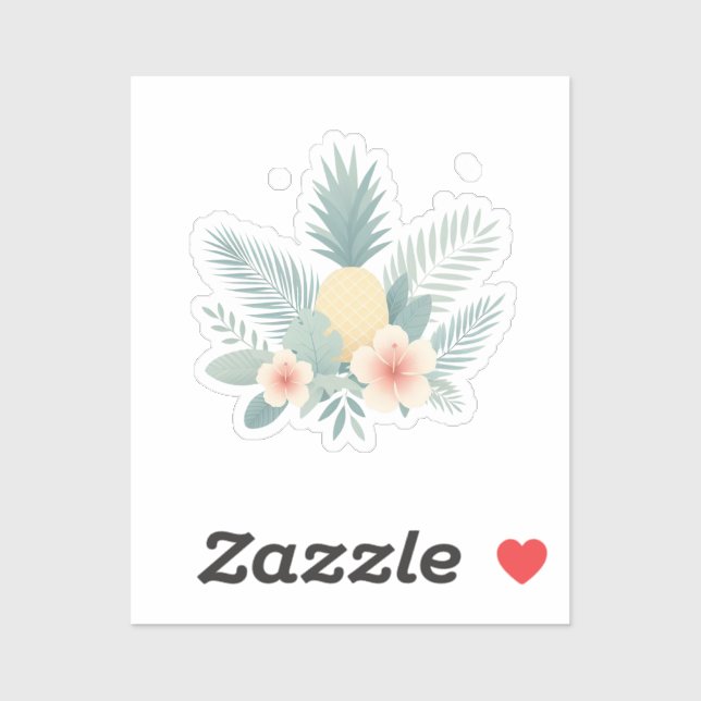 Pegatina Piña floral y Hawaiana (Hoja)