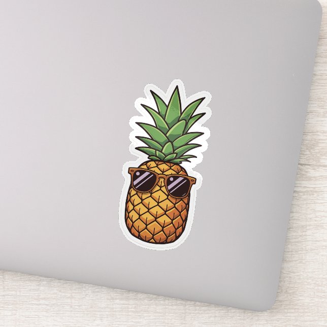 Pegatina Piña Fresca con Gafas de Sol (Detalle)