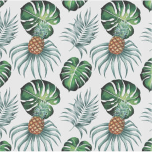Pegatina Piña Patrón de acuarela de frutas y hojas tropical