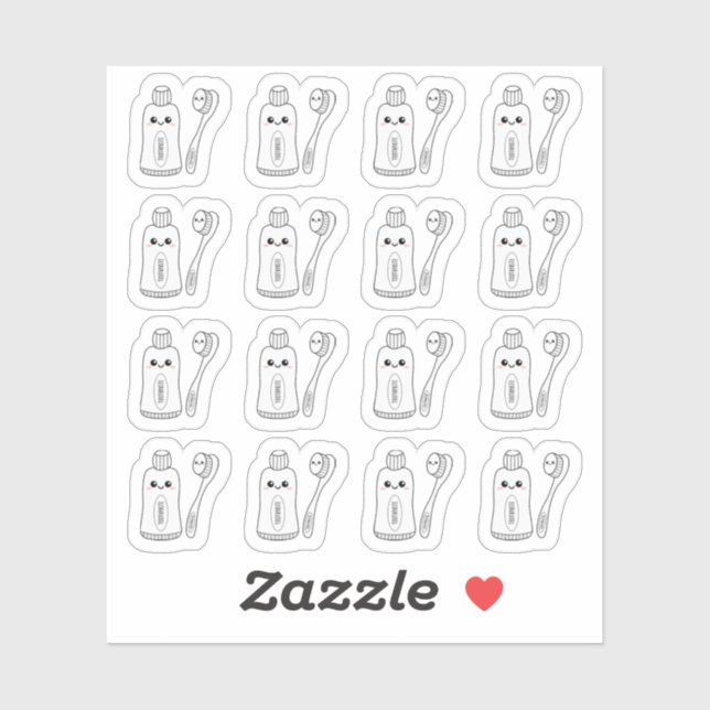 Pegatina Pincel de pegado dental recordatorio de cuidado de (Hoja)