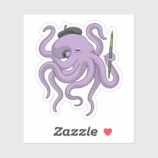 Pegatina Pincel de pintador de pulpo (Hoja)