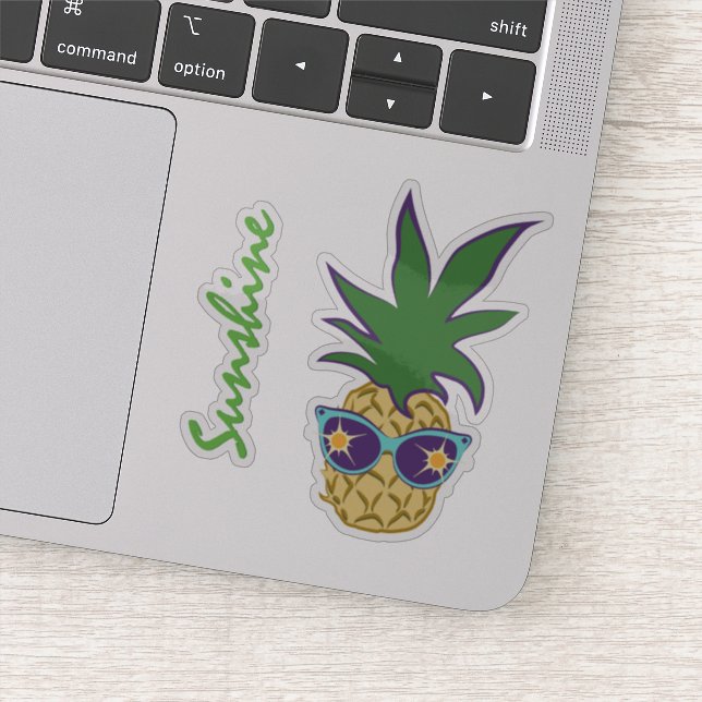 Pegatina Pineapple con Blue Sungafas Personalizado Texto (Detalle)