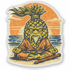 Pegatina Pineapple Sensei Atardecer — Guerrero Vintage de V