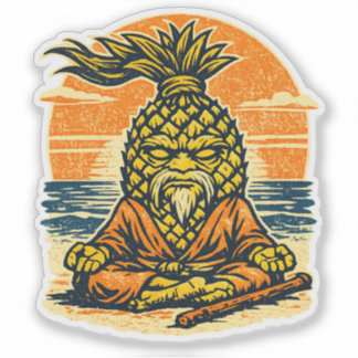 Pegatina Pineapple Sensei Atardecer — Guerrero Vintage de V