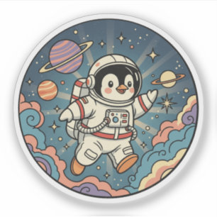 Pegatina Pingüino Astronauta Adorable - Aventura Espacial C