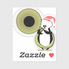 Pegatina Pingüino bebé con Tuba