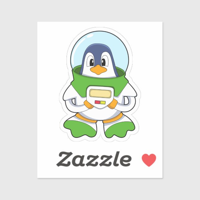 Pegatina Pingüino como astronauta con disfraz (Hoja)