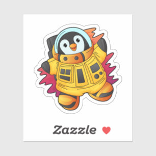 Pegatina Pingüino como astronauta en traje