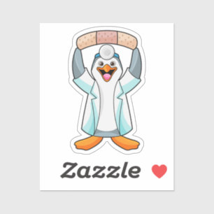 Pegatina Pingüino como Médica con yeso