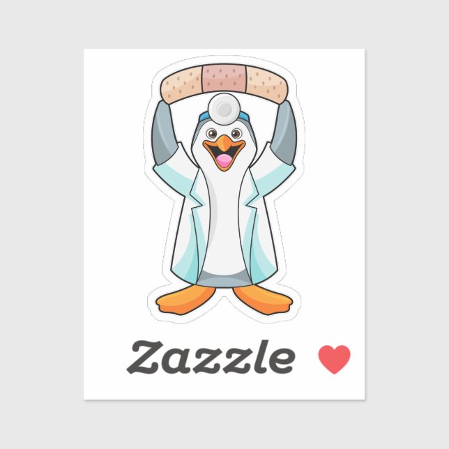 Pegatina Pingüino como Médica con yeso (Hoja)