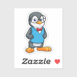 Pegatina Pingüino como nervioso con gafas