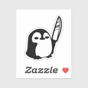 Pegatina Pingüino con cuchillo