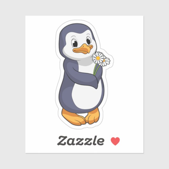Pegatina Pingüino con Daisy (Hoja)