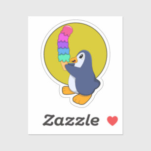Pegatina Pingüino con helado