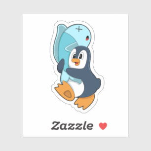 Pegatina Pingüino con pescado