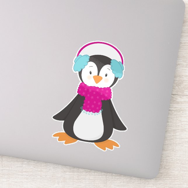 Pegatina Pingüino Cuto, Pingüino Bebé, Pingüino Con Cubiert (Detalle)
