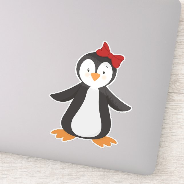 Pegatina Pingüino Cuto, Pingüino Pequeño, Pingüino Con Vaca (Detalle)