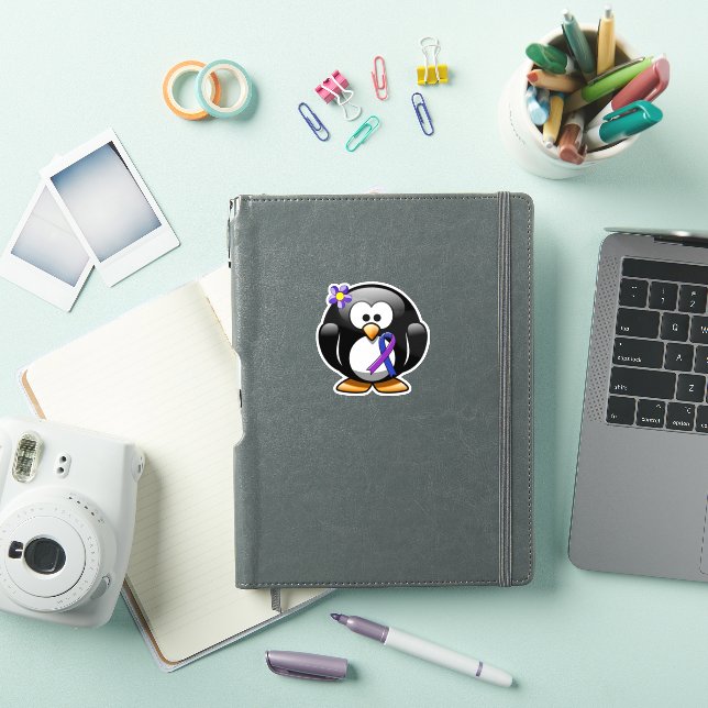 Pegatina Pingüino de cinta azul y púrpura (Funda para iPad)