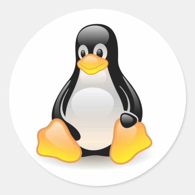 Pegatina Pingüino de Glossy Tux Linux (Anverso)