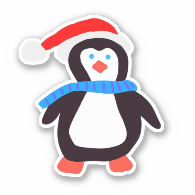 Pegatina Pingüino de invierno clásico (Anverso)