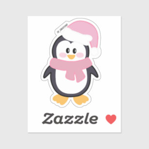 Pegatina Pingüino de Navidad Rosa