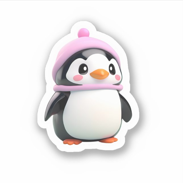 Pegatina pingüino lindo con gorra (Anverso)