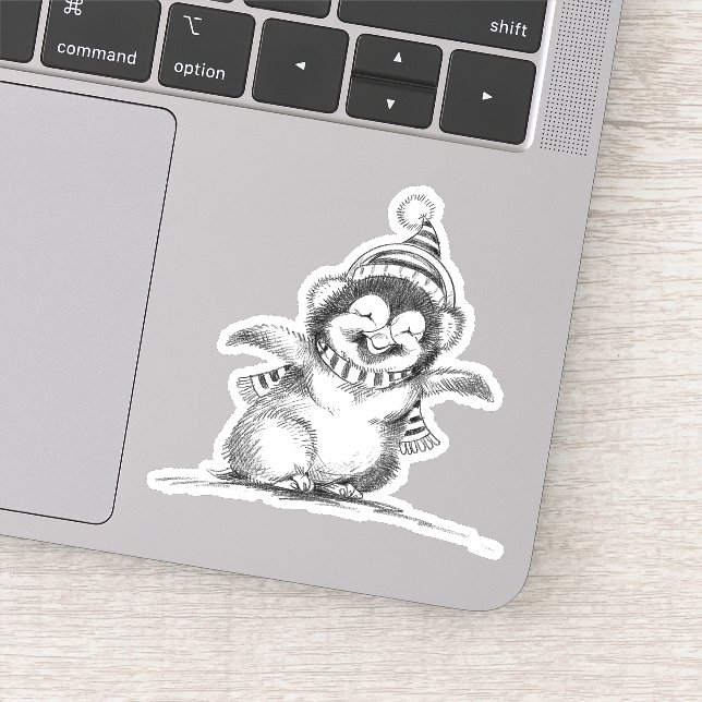 Pegatina Pingüino Navidad, pájaro bebé feliz (Detalle)