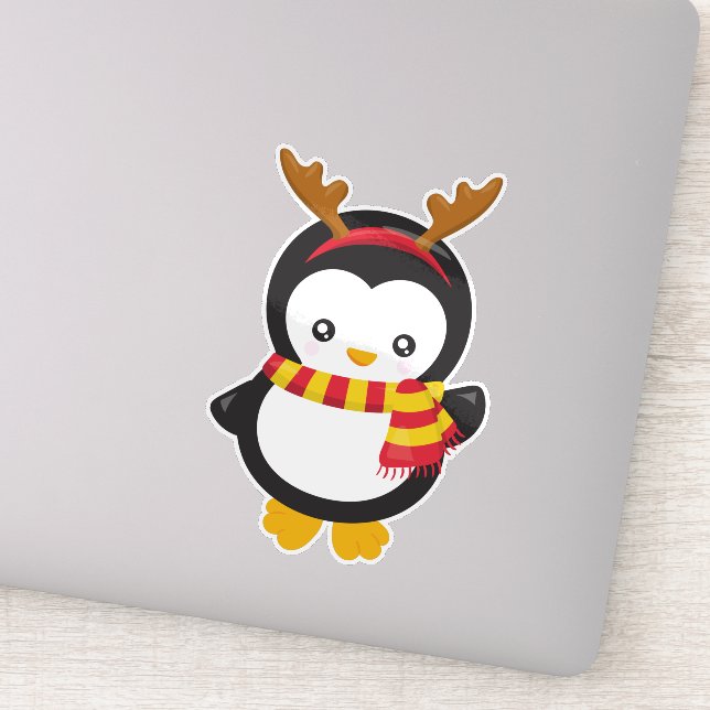 Pegatina Pingüino navidad, Pingüino Con Scarf, Anguilas (Detalle)