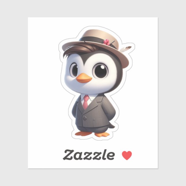 Pegatina pingüino, pingüino grande (Hoja)