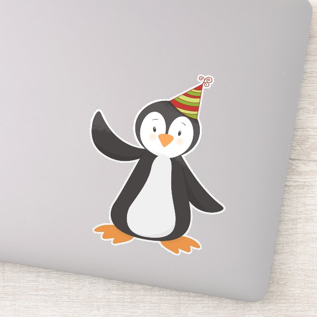 Pegatina Pingüino, Pingüino Infantil, Pingüino Con Gorra Fi (Detalle)
