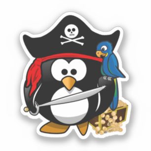 Pegatina Pingüino pirata lindo con loro