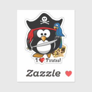 Pegatina Pingüino pirata lindo con loro