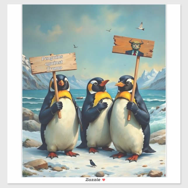 Pegatina Pingüinos contra Trump (Hoja)